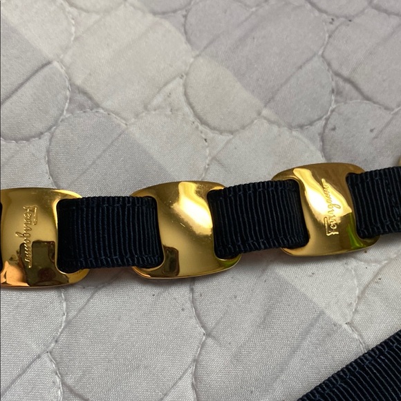Salvatore Ferragamo dark navy blue and Gold  women belt - Picture 3 of 4